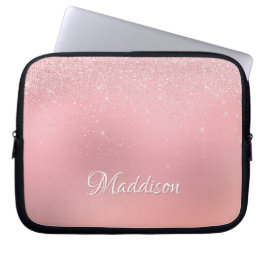 Capa Para Notebook Garota Moderna Blush Pink Silver Glitter