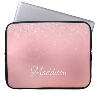 Capa Para Notebook Garota Moderna Blush Pink Silver Glitter