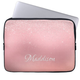 Capa Para Notebook Garota Moderna Blush Silver Glitter Rosa