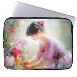Capa Para Notebook Garota no Jardim Flor