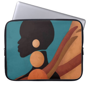 Capa Para Notebook garota no trópico. Linda mulher africana. Branco