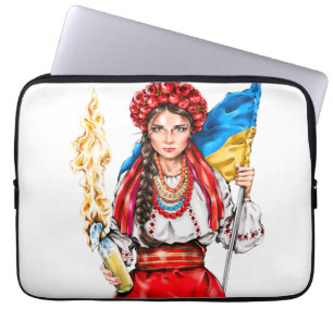 Capa Para Notebook Garota ucraniana lutando pela liberdade na camiset