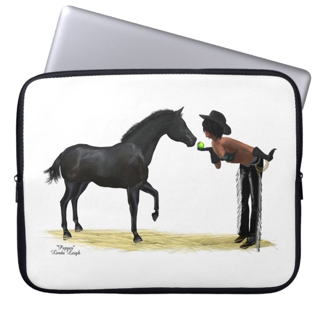 Capa Para Notebook Garota-Vaca Com Bolsa de laptop De Cavalo (Frente)
