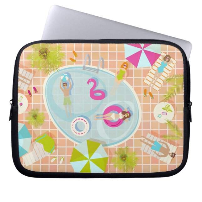 Capa Para Notebook Garotas de biquíni e rapazes jogando jogo de pisci (Frente)