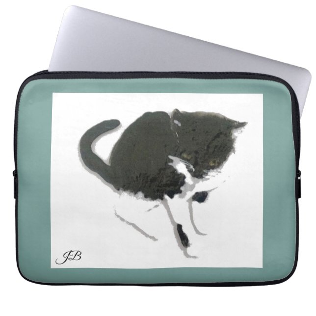 Capa Para Notebook Gatinho branco preto personalizado (Frente)