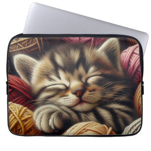 Capa Para Notebook Gatinho-Cinza giro a guardar em bolas de fios
