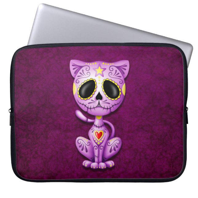 Capa Para Notebook Gatinho do açúcar do zombi, roxo (Frente)