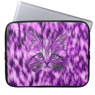 Capa Para Notebook Gatinho roxo bonito e adorável