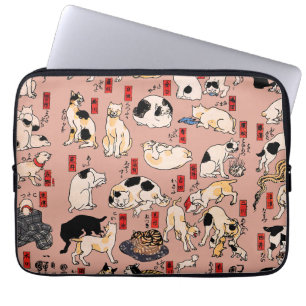 Capa Para Notebook Gatinho Woodblock ukiyo-e Vintage de Gatos Japones