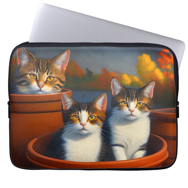 Capa Para Notebook Gatinhos de pote, Bolsa de laptop (Frente)