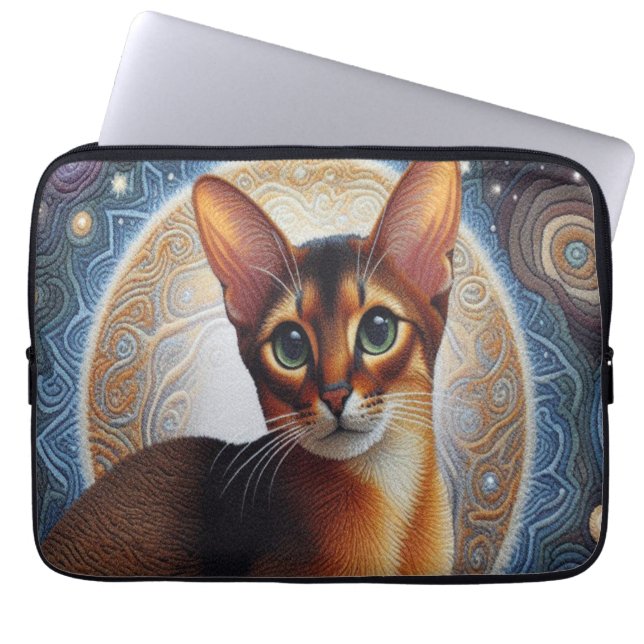 Capa Para Notebook Gato Abissino Artístico, Gatinho Abissino Moderno (Frente)