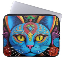 Capa Para Notebook Gato Abstrato Com Olhos Amarelos