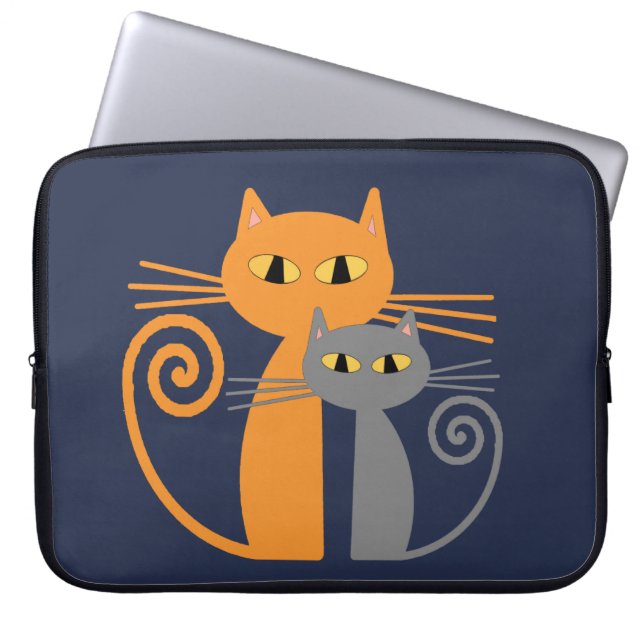 Capa Para Notebook Gato alaranjado, gato cinzento (Frente)