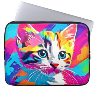 Capa Para Notebook Gato Arco-Íris: Retrato Vivido