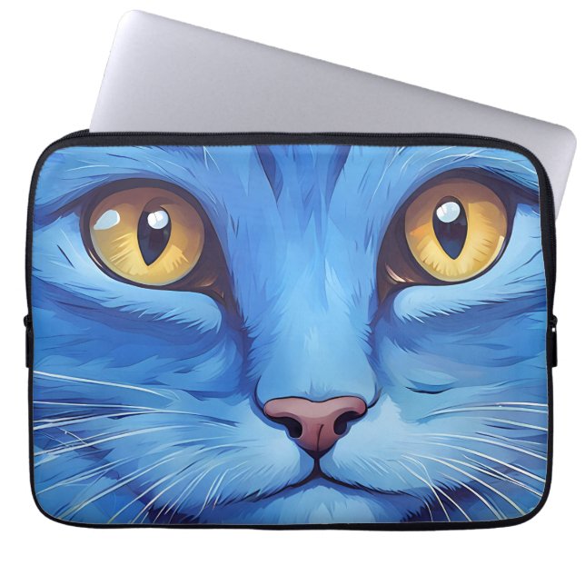 Capa Para Notebook Gato Azul Grande (Frente)