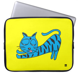 Capa Para Notebook Gato azul preguiçoso a bolsa de laptop de 15