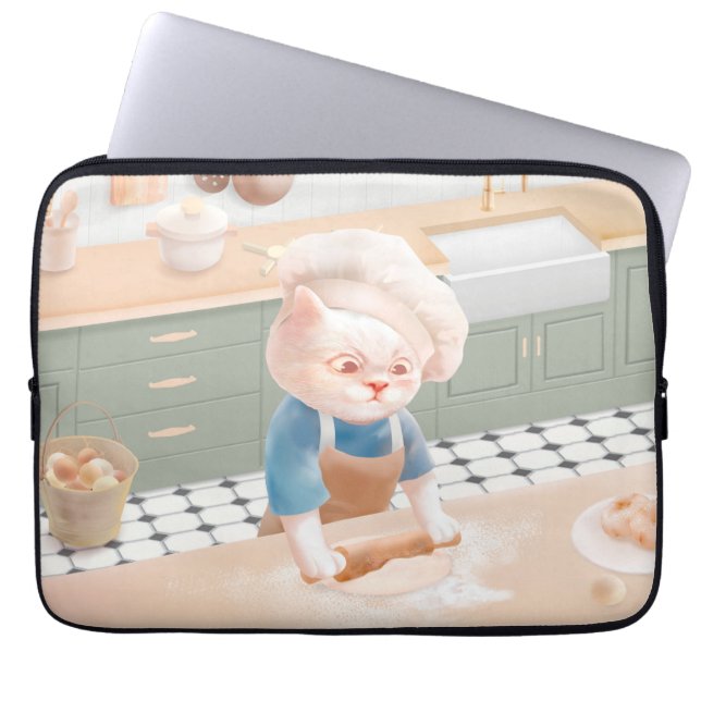 Capa Para Notebook Gato Baker Baby - Cozy Morning Kneading (Frente)