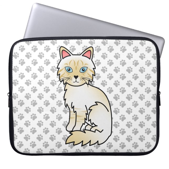 Capa Para Notebook Gato Birman/Ragdoll Tabby de Pontas Creme & Patas (Frente)