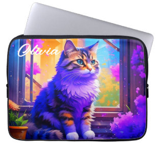 Capa Para Notebook Gato Bonito Sentado em Arte Windows Ai