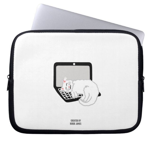 Capa Para Notebook Gato Branco Dormindo na Bolsa de laptop do Laptop (Frente)