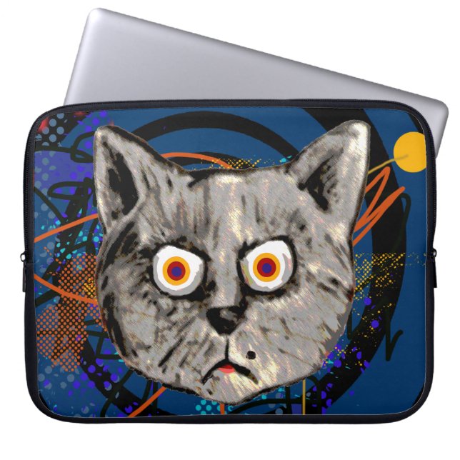 Capa Para Notebook gato bravo ~ meado estranho (Frente)