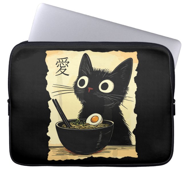 Capa Para Notebook Gato comendo ramen  (Frente)