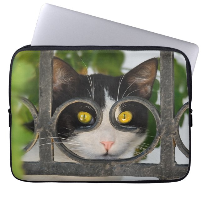 Capa Para Notebook Gato curioso com óculos Foto Engraçada - (Frente)