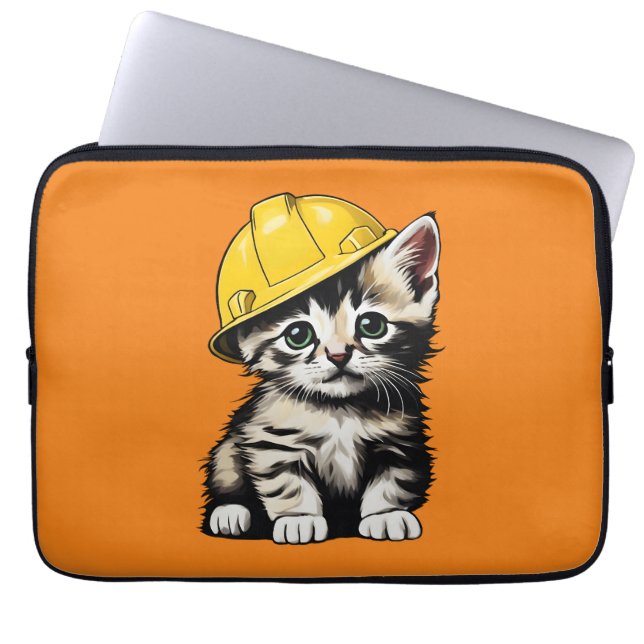 Capa Para Notebook Gato de Construção (Frente)