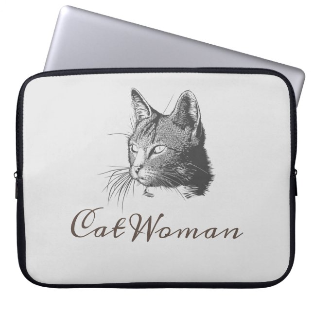 Capa Para Notebook Gato de Desenho de Mulher Gato (Frente)