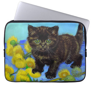 Capa Para Notebook Gato de estilo Van Gogh com Sunflower