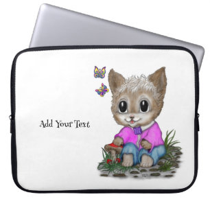 Capa Para Notebook Gato de Gato e Borboleta