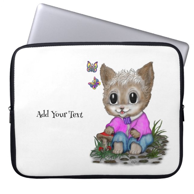 Capa Para Notebook Gato de Gato e Borboleta (Frente)