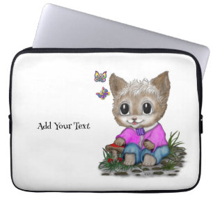 Capa Para Notebook Gato de Gato e Borboleta