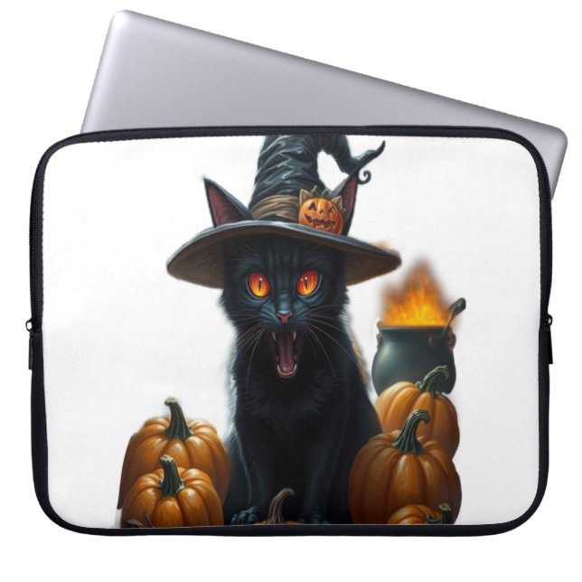 Capa Para Notebook Gato de Halloween  (Frente)