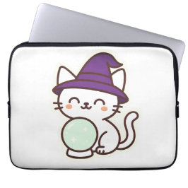Capa Para Notebook Gato de Halloween de Kawaii - Mágico e Adorável Sp