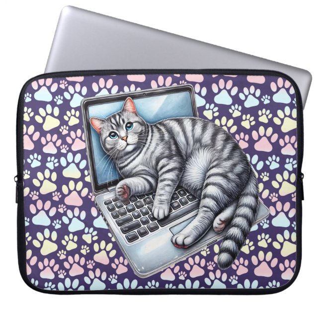 Capa Para Notebook Gato de Laptop (Frente)
