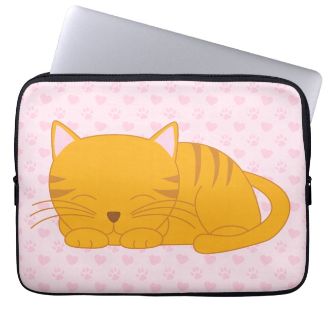 Capa Para Notebook Gato De Laranja Dormindo (Frente)