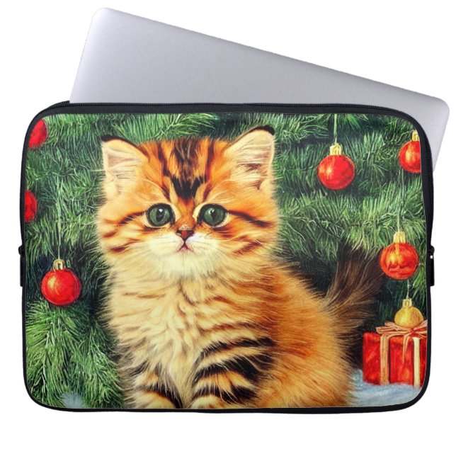 Capa Para Notebook Gato de natais vintages (Frente)