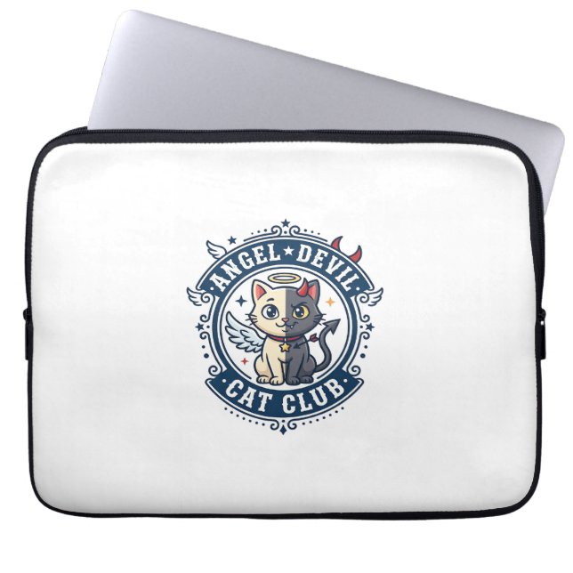 Capa Para Notebook Gato Diabo Anjo Presente para Mãe de Gato - Gato D (Frente)