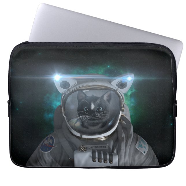 Capa Para Notebook Gato do espaço - nebulosa verde - (Frente)