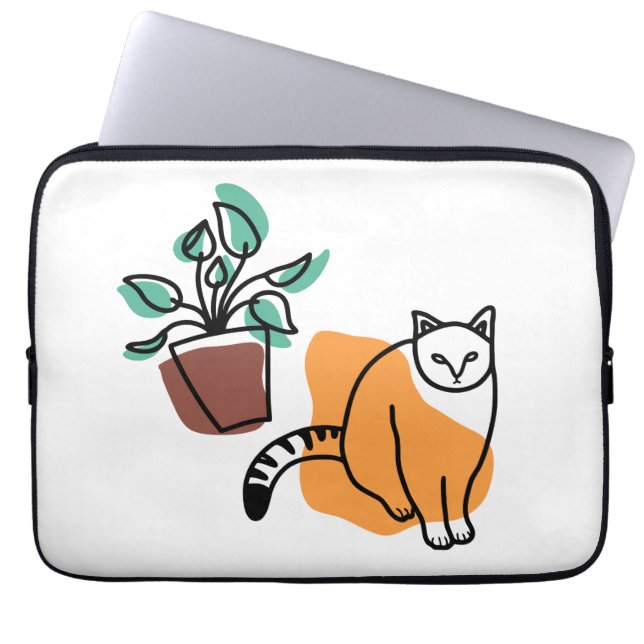Capa Para Notebook Gato e planta (Frente)