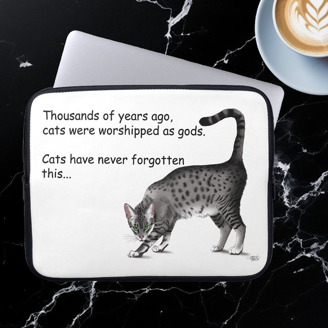 Capa Para Notebook Gato Egípcio Mau Cinza Caprichoso Humorístico (Criador carregado)