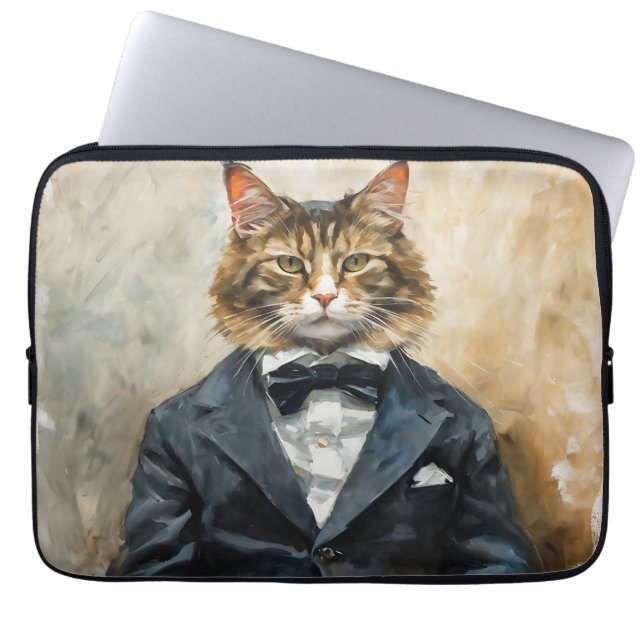 Capa Para Notebook Gato em uma roupa (Frente)