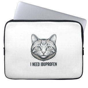 Capa Para Notebook Gato Engraçado Ibuprofeno Design de Gravura Vintag