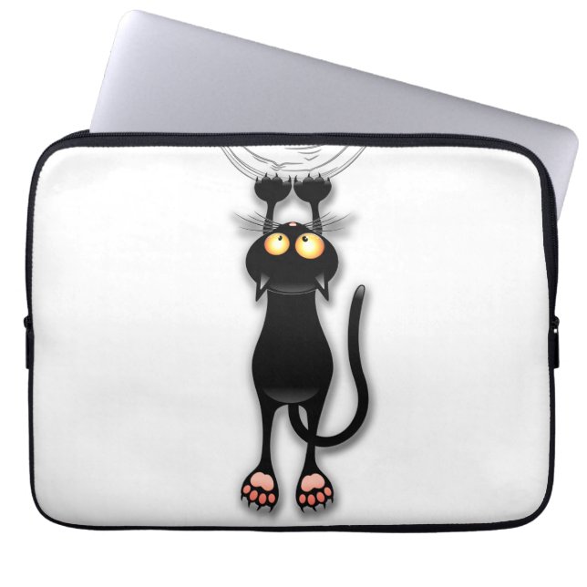 Capa Para Notebook Gato engraçado Personagem arranhando Tecido (Frente)