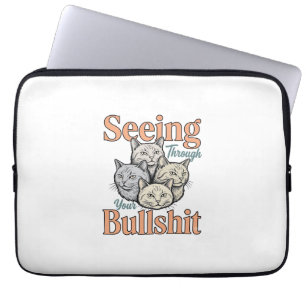 Capa Para Notebook Gato Engraçado Vendo Através do Seu Desenho Vintag