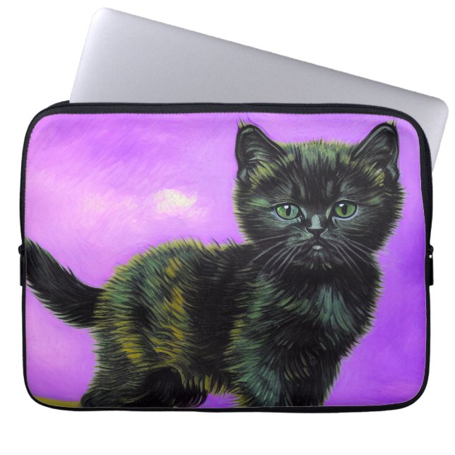 Capa Para Notebook Gato Estilo Van Gogh (Frente)