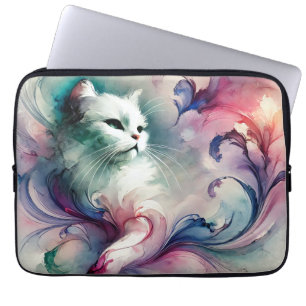 Capa Para Notebook Gato Etéreo em Aquarela