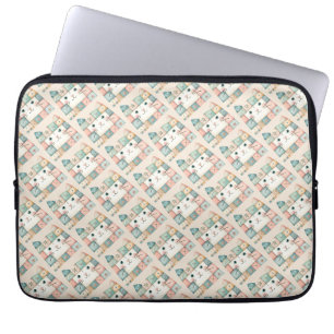 Capa Para Notebook Gato Falso de Patchwork em Pastel