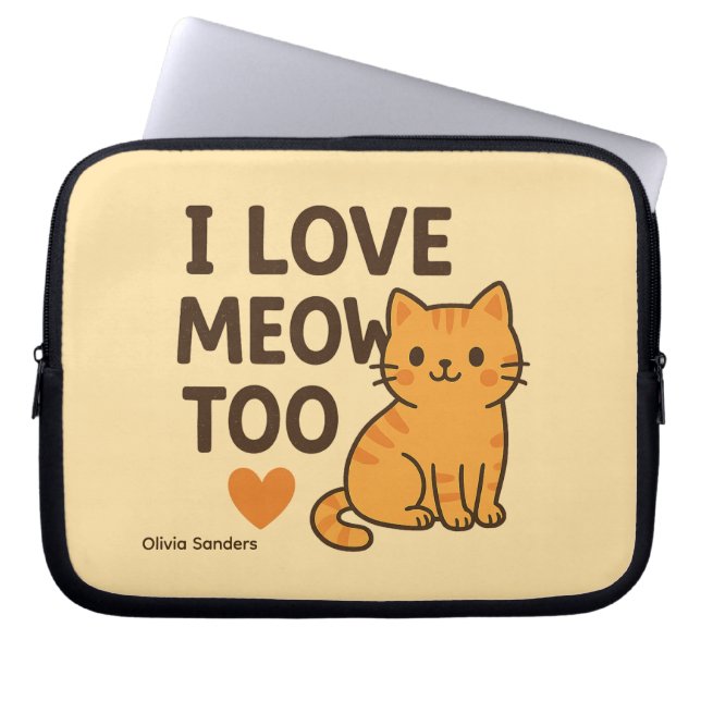Capa Para Notebook Gato Fofo “EU AMO MEOW TAMbém” (Frente)